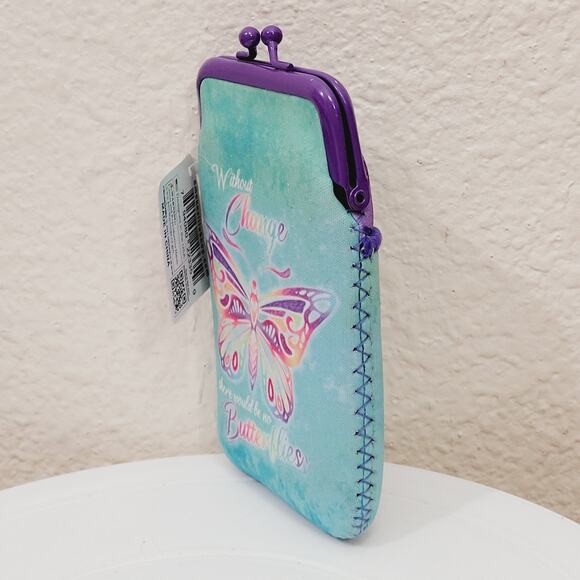 NWT Womens Cigarette Case for 100s Blue W/Out Change No Butterflies Twist Clasp - Picture 3 of 4